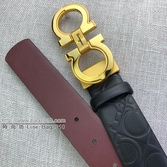 菲拉格慕男士皮帶 Ferragamo雙面牛皮紋理腰帶  jjp1937